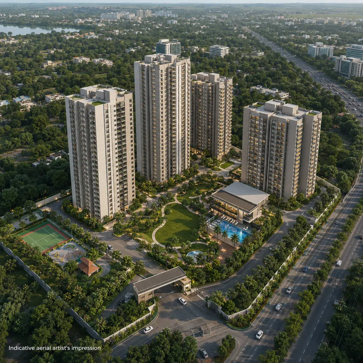 Puravankara Sarjapur Road aerial view of the development