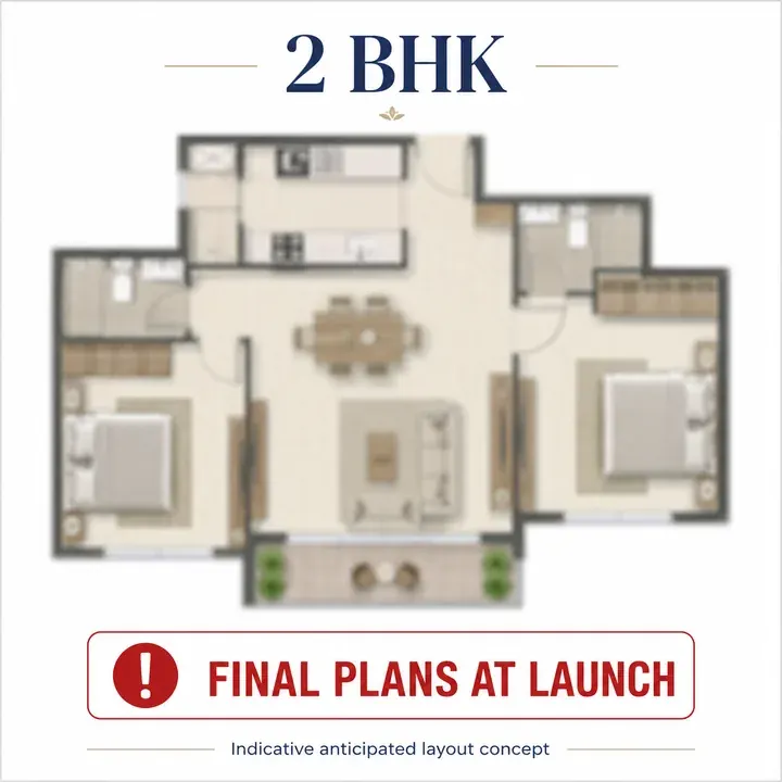 Puravankara Sarjapur Road 2 BHK (anticipated) floor plan layout Puravankara Sarjapur Road 2 BHK (anticipated) floor plan layout