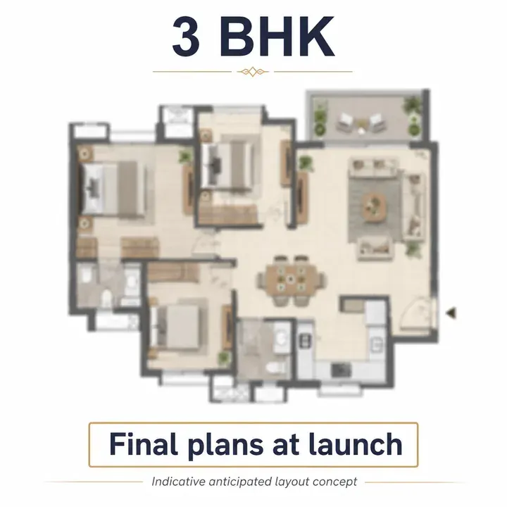 Puravankara Sarjapur Road 3 BHK (anticipated) floor plan layout Puravankara Sarjapur Road 3 BHK (anticipated) floor plan layout
