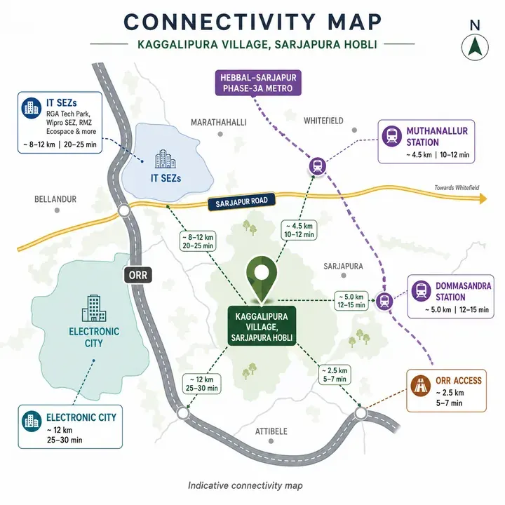 Puravankara Sarjapur Road location map showing nearby landmarks